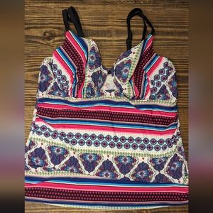 Lane Bryant Tankini top. Underwire Balconette Bra inside.42DD